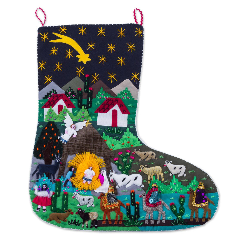 Chaussette de Noël à motif de sapin des fêtes® village