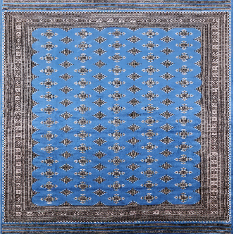 Tapis oriental gris / bleu Yareli, Carré 4 pi