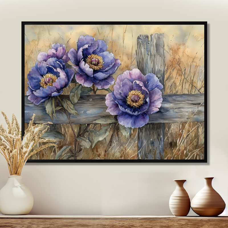 Jacoline - Floral Oversized Canvas Prints, Noir, H 12 po x l 20 po, Impression encadrée flottante