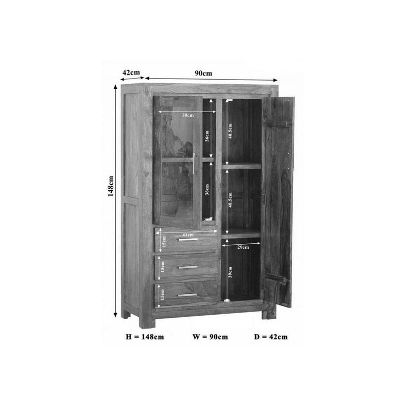 Metro Life 90cm Solid Wood Sideboard