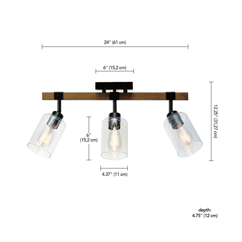 Baskin 24'' 3 -Light Fixed Track Track Kit with Dimmable