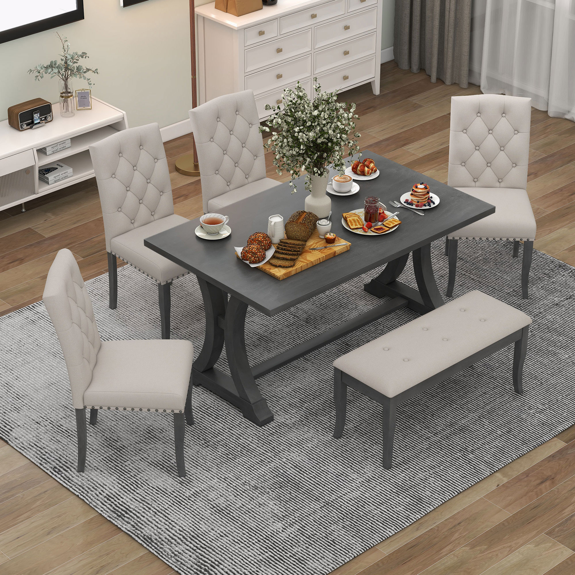Ophelia & Co. 6-Piece Farmhouse Dining Table Set - Wayfair Canada