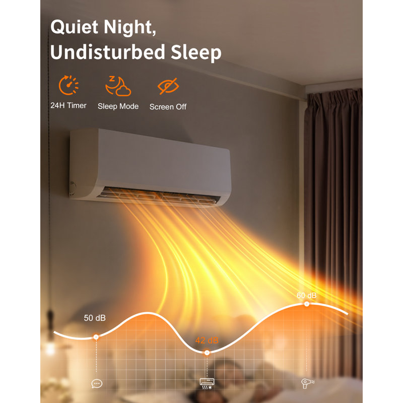 Mini système de chauffage / climatisation divisé, climatiseur écoénergétique avec pompe à chaleur de 1 tonne, climatiseur de 12 000 BTU, zone de couverture jusqu'à 750 pieds carrés, 115 V