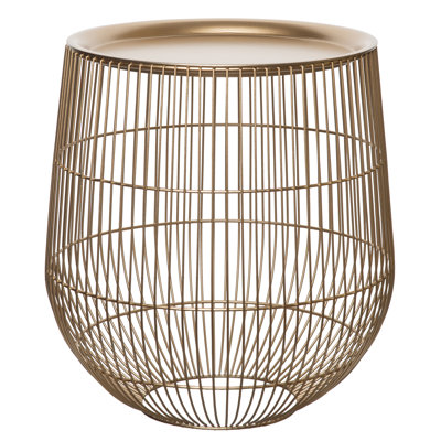 Metal 16.5 in. Brown Side Round Table