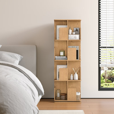 Rotating Bookshelf, 4 Tier Small Bookcase Corner Shelves Display Storage Tower Space-saving Revolving For Small Space Black by Ivy Bronx