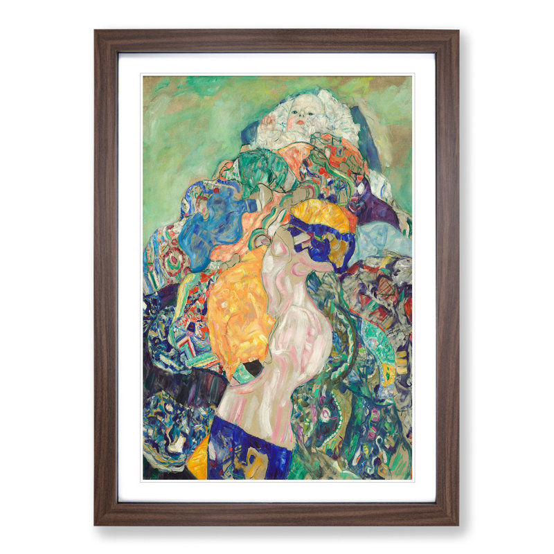 Baby Cradle by Gustav Klimt - Picture Frame Painting, Walnut, 48cm H x 36cm W x 2cm D