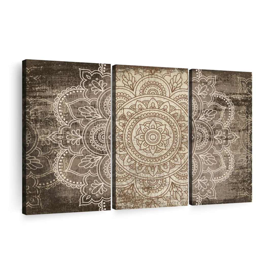 Mandala On Canvas 3 Pieces Set (Set of 3) Bungalow Rose Overall 