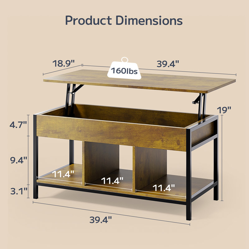 Table basse extensible avec plateau relevable Modern
