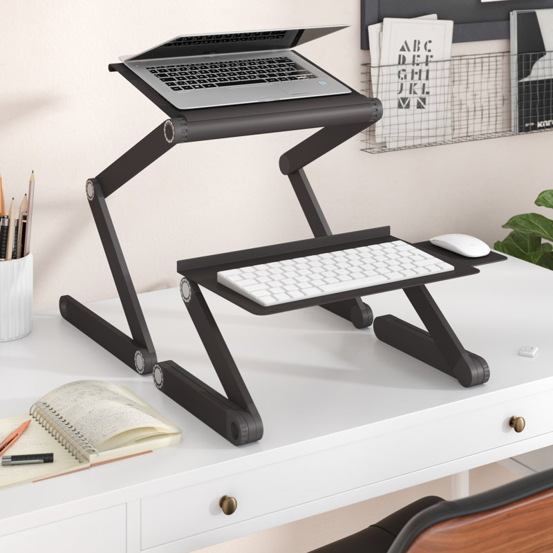 Uncaged Ergonomics WorkEZ Standing Desk Converter - Adjustable Laptop Riser with Keyboard Tray and Mouse Pad, Black