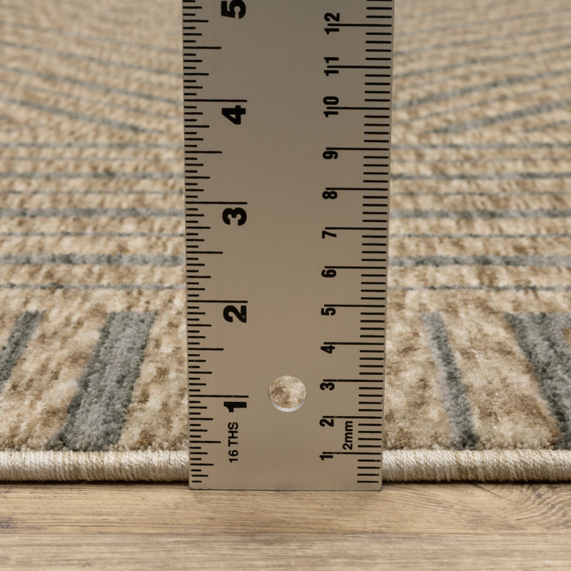 Eidan Industrial Geometric Lines Beige/ Grey Area Rug, Rectangle 9'10 x 12'11"