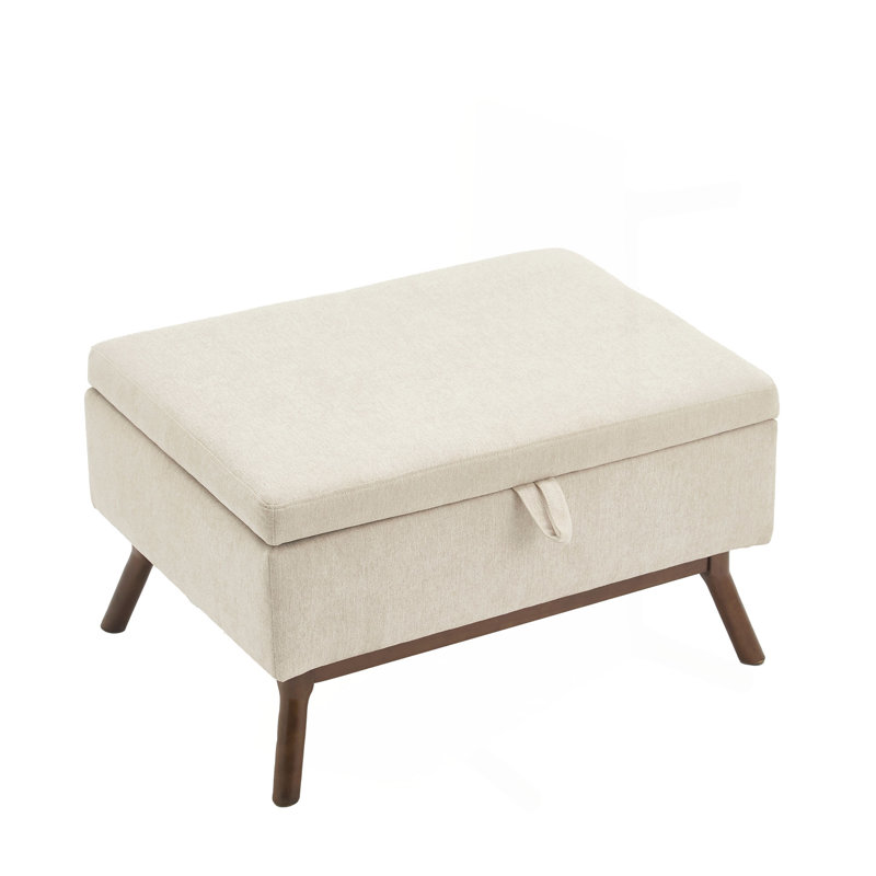 Mid-Century Modern Square Coffee Table Storage Bench, Assembled, Suitable For Living Room, Entryway And Family Room, Used As A Coffee Table, Stirrups, Shoe Bench（Only One  Ottoman)