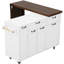Îlot de cuisine Hawke avec table de salle à manger extensible, armoire de rangement et roulettes-125902292