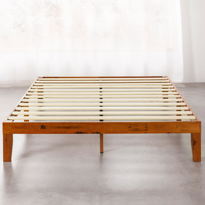 Solid Wood Platform Cherry Bed With Wooden Slats No Box Spring Needed Easy Assembly 12 Inch, California King