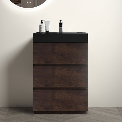 24" Bathroom Vanity With Sink, Large Storage Freestanding Bathroom Vanity, One-Piece Sink Basin Without Drain And Faucet, Pre-Assembled, Bathroom Vanity