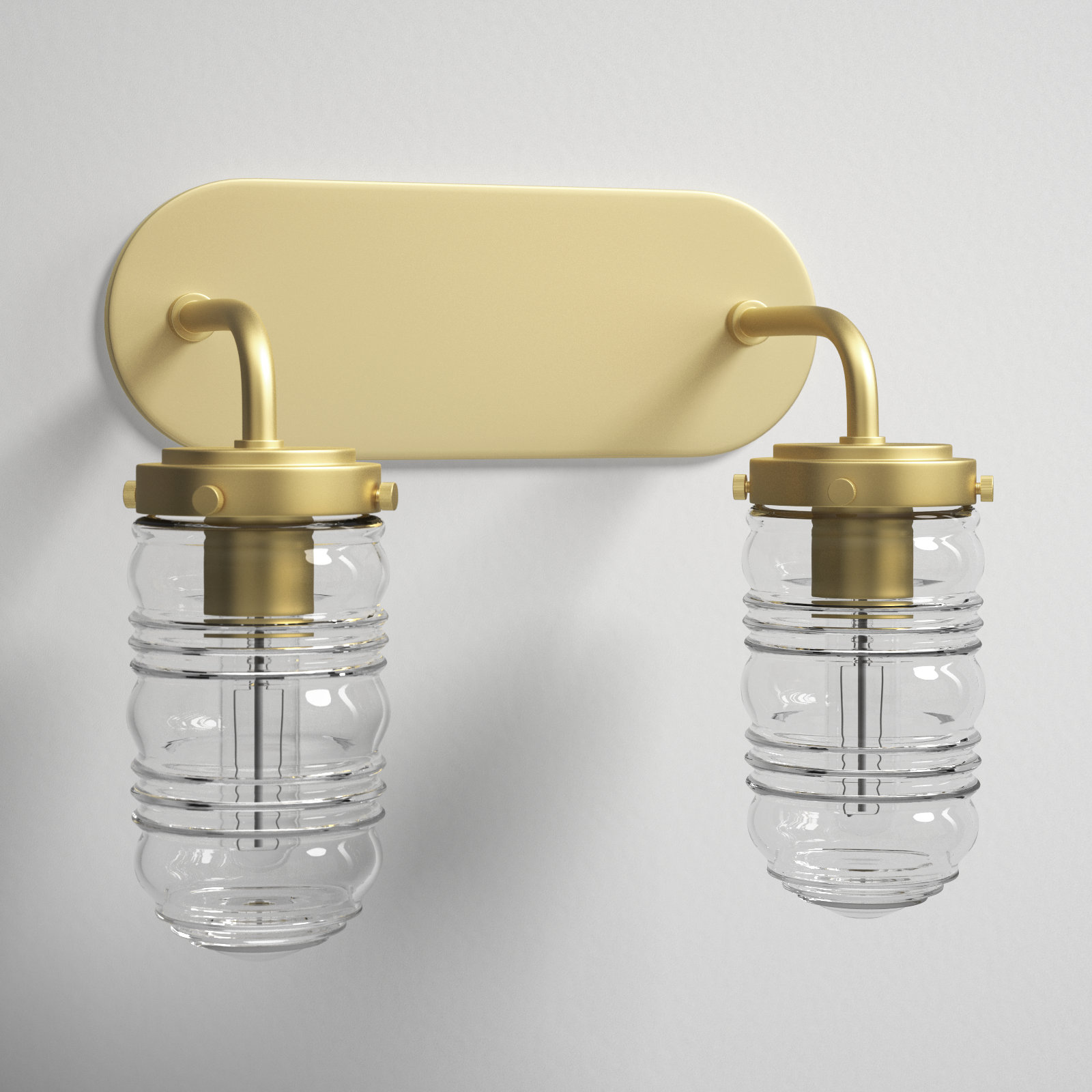 2 Light Dimmable Vanity Light, Aged Brass