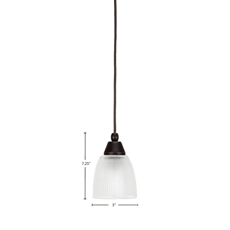 Mini-luminaire suspendu avec cordon en verre transparent 5 po Any, Bronze huilé