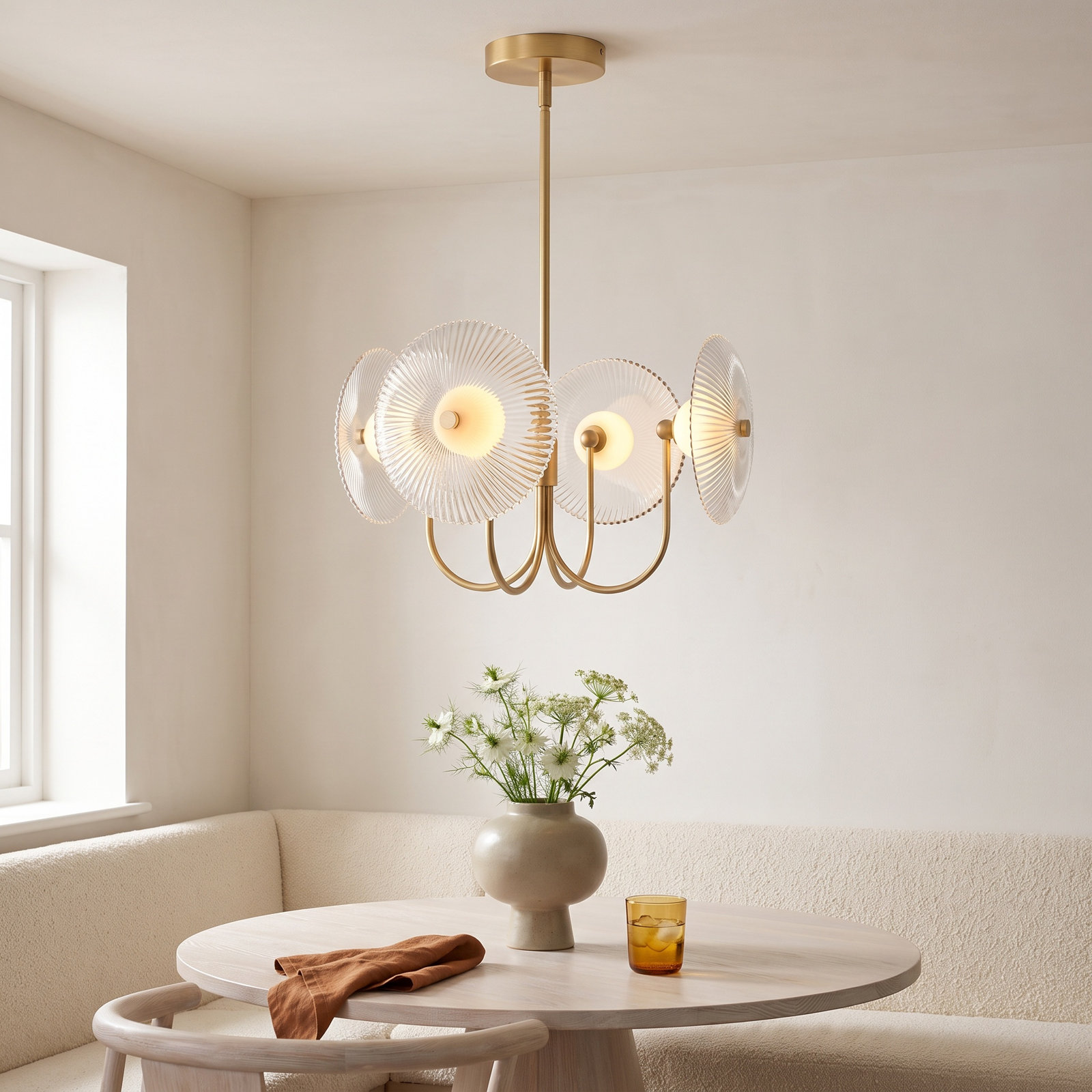 4-Light Chandelier, Brushed Gold