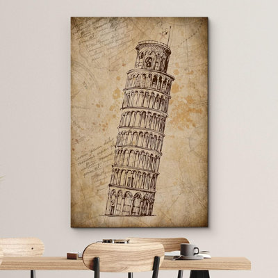 Tour rétro de Pise, Italie, impression sur toile