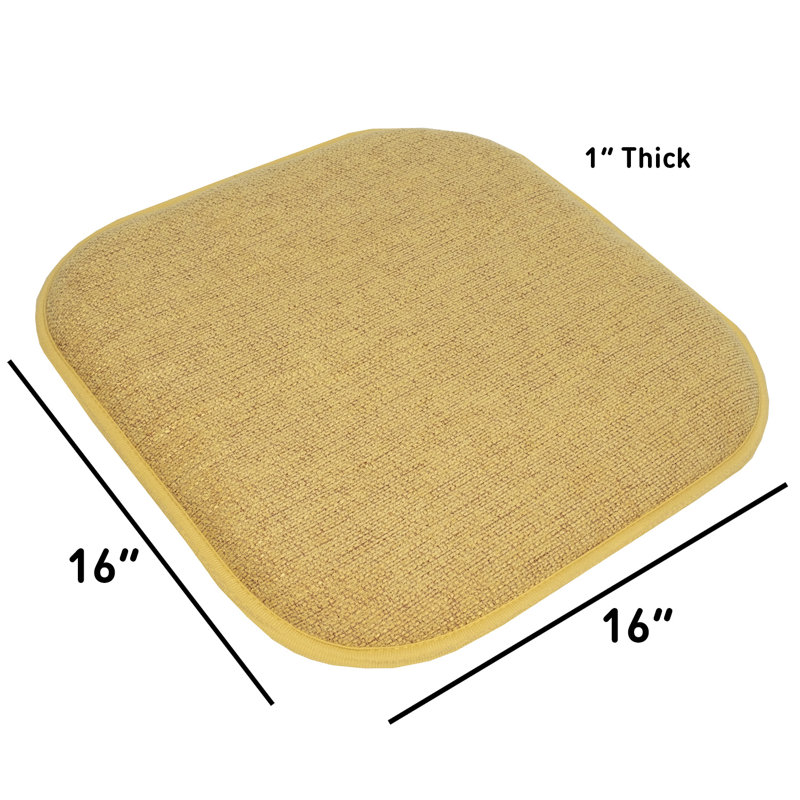 Alexis Gold Memory Foam Non-Slip Chair Cushion Set, 16" x 16", 4 Pack