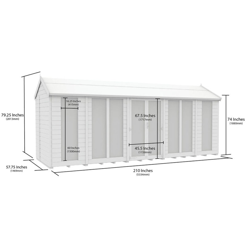 5ft x 18ft Apex Summer House (Full Height Window)
