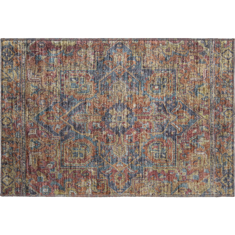 Premium Machine Washable Cerrito AMF571 Red Rug, Rectangle 1'8" x 2'6"