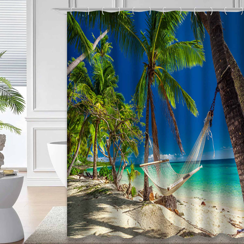 Rideau de douche avec 12 crochets Shade Palm, L 72 po x l 84 po