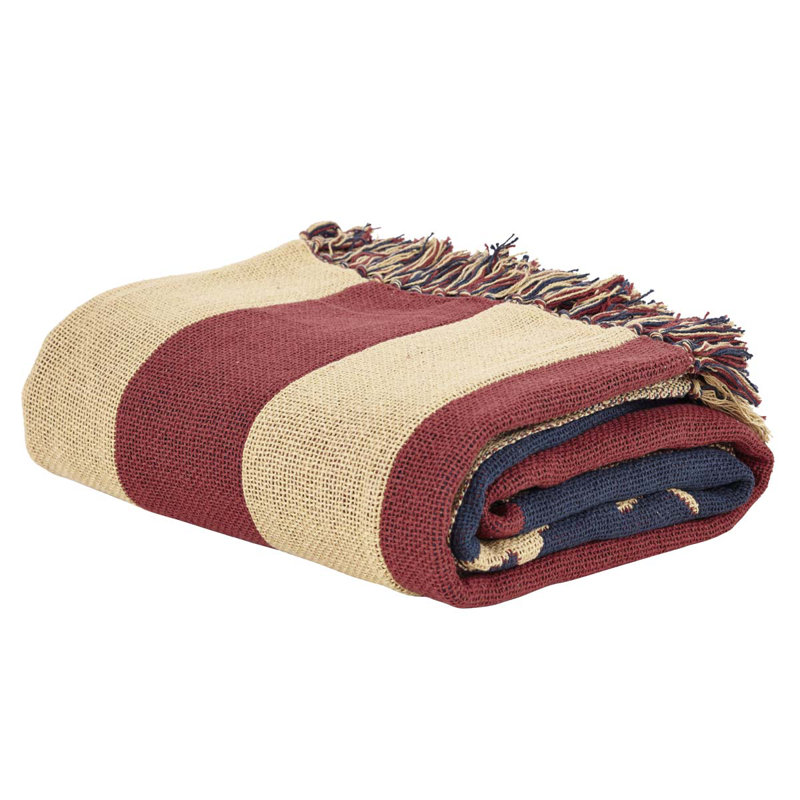 Patriotic Reversible Cotton Throw Blanket with Tassels