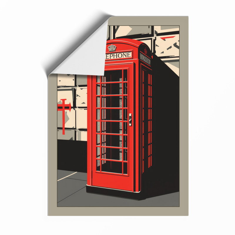 Red Telephone Box Retro - Framed Print, Unframed, A4 - 29.7 x 21.0 cm