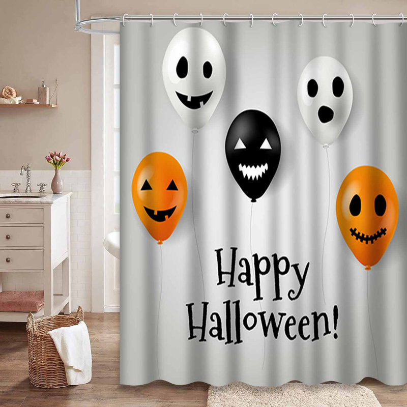 Rideau de douche Halloween avec 12 crochets, L 72 po x l 78 po