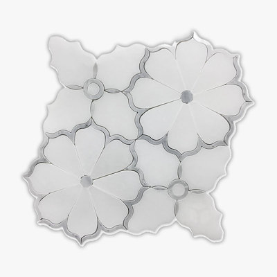 Asian Statuary & White Carrara Polihsed Flora 1 Marble Mosaic