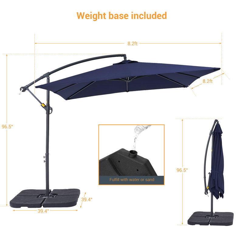  Parasol carré 98,4 po, Bleu marine