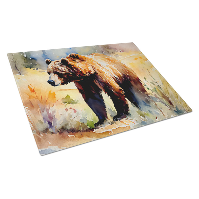 Grizzly Bear Glass Cutting Board Large