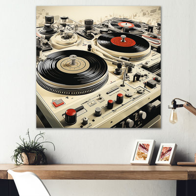 Art mural rétro en vinyle Melody I - Platines vinyle