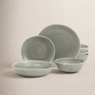 Zion Mist Stoneware Dinnerware Set - Service for 4