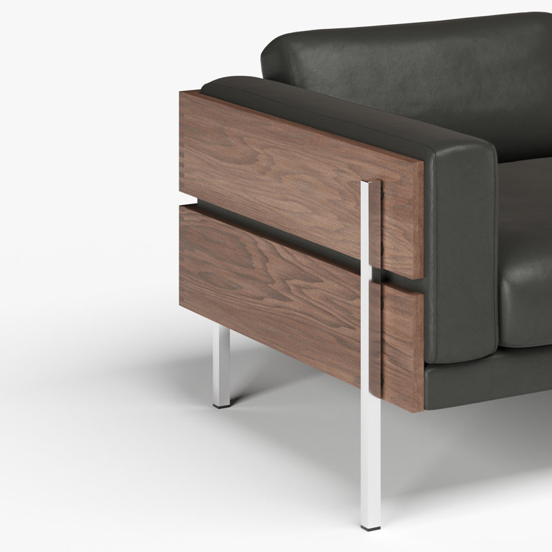 Forum Sofa, Black Genuine Leather