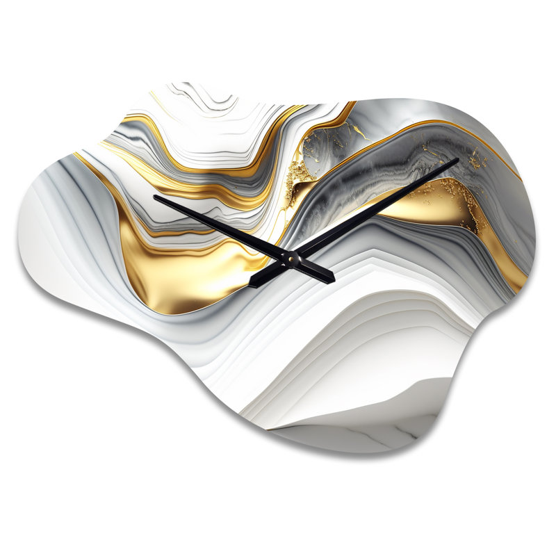 «Daud Abstract Geode Waves», horloge murale abstraite en métal, Petit