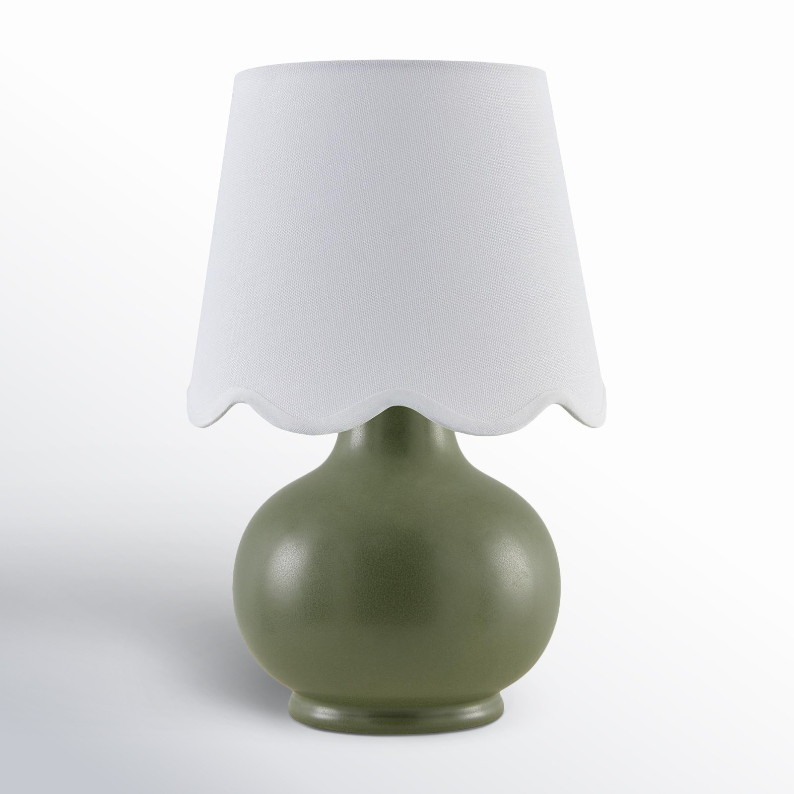 Momsen Scallop Shade Lamp, Khaki, 13" H x 8" W x 8" D, White Twill