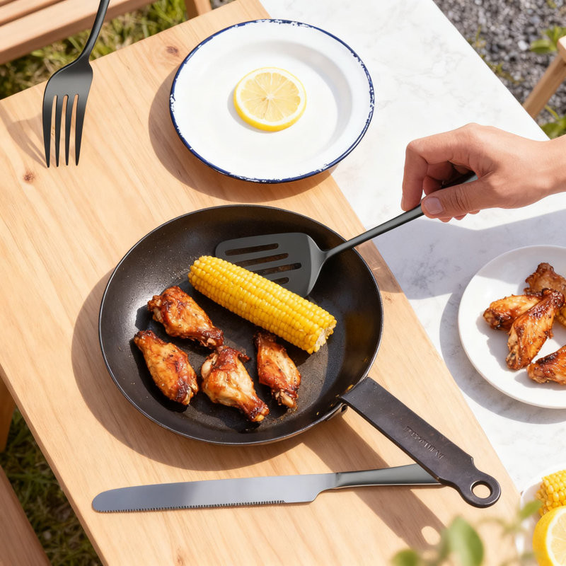 Ensemble d'ustensiles de cuisine en acier inoxydable 11 pièces, ustensiles de cuisine et de service résistants à la chaleur avec une conception homogène, et des accessoires de cuisine en métal allant au lave-vaisselle