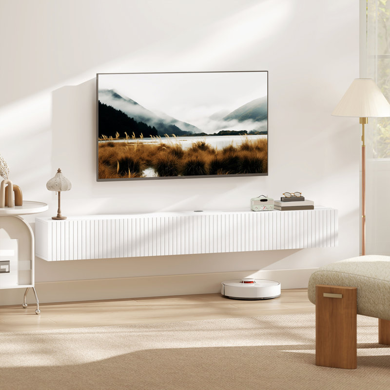 TV Stand for TVs up to 70", 22" H x 25" W x 180" D, White