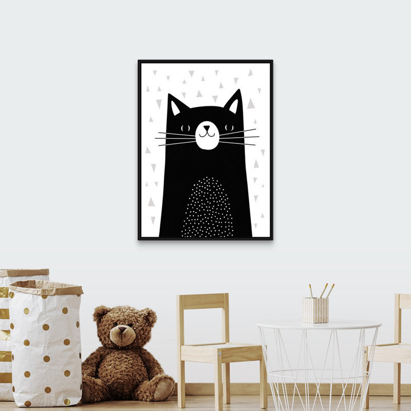 Art de chat Shenk, Cadre flottant noir, H 40 po x l 30 po x P 1,75 po