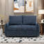 Canapé futon bleu marine avec 2 poches de rangement, canapé-lit ajustable et recouvert de tissu dans un port pratique et une structure en bois