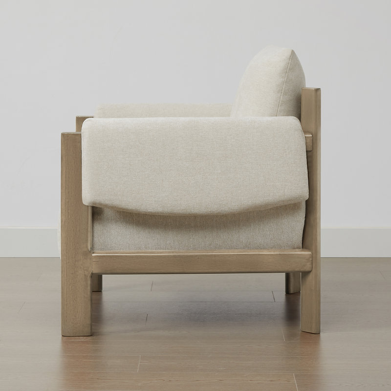 Melksham 33.26'' W Upholstered Accent Chair, Brown, Linen Polyester