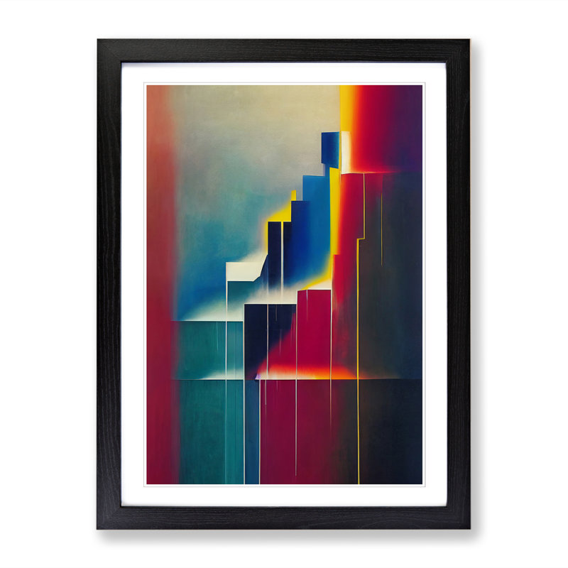 Waterfall Modern Art - Framed Print, 64cm H x 46cm W x 2cm D, Walnut