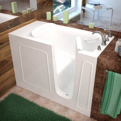 Santa Fe 52.7'' x 26.3'' Walk-in Soaking Porcelain Enameled Steel Bathtub with Faucet