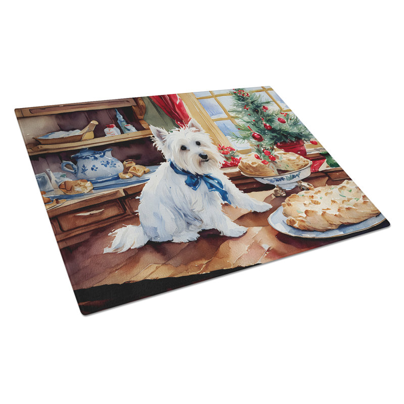 Planche à découper en verre Westie Christmas Cookies