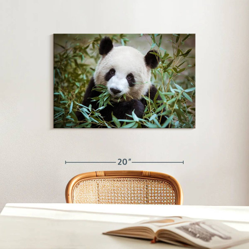 Panda With Bamboo, 16" H x 24" W