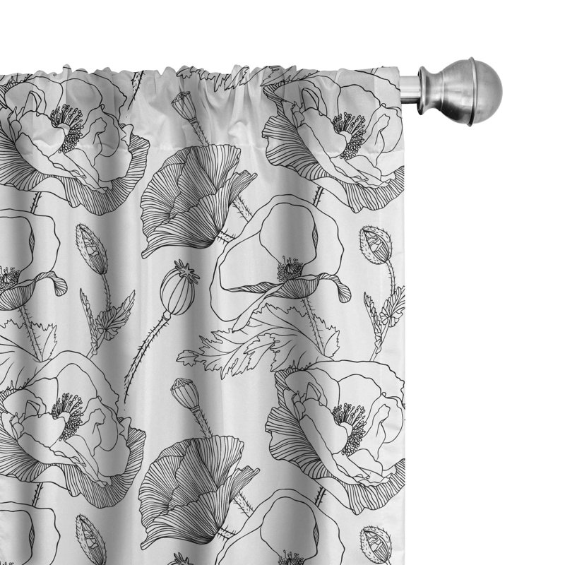 Floral Semi-Sheer Rod Pocket Curtain Panels, 28" x 84"