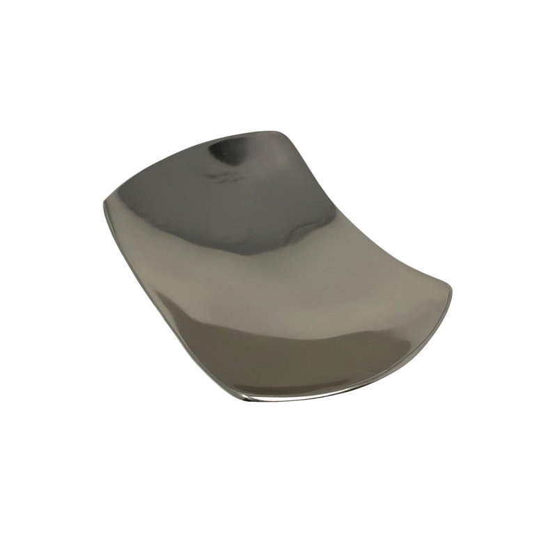 Bol de service à coude en aluminium coulé Gloriann, argent poli, sans danger pour les aliments secs, en forme de U