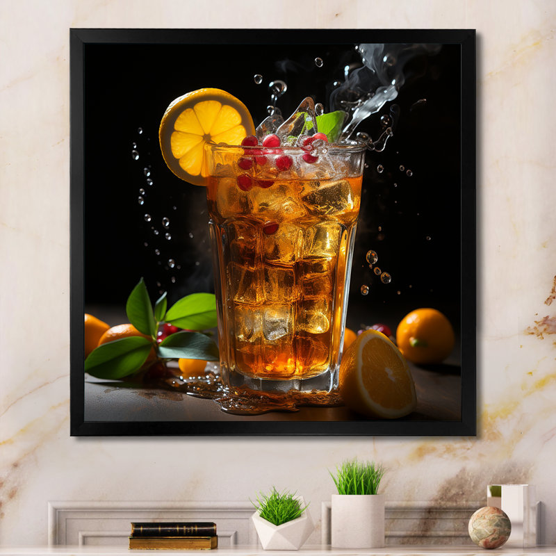 " Spirited Beverage II ", Black Single Picture Framed, 24" H x 24" W x 1" D