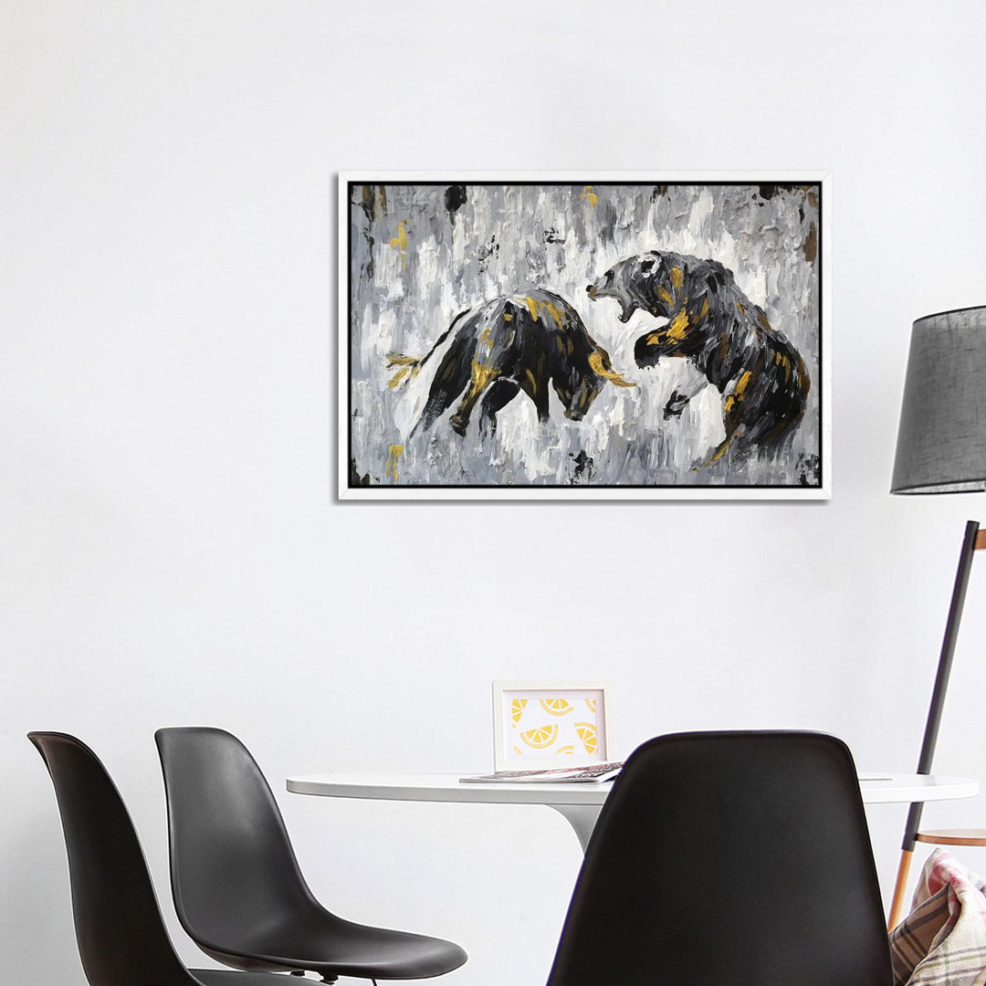 Bull Vs Bear Stock Market Close Ups I von Viola Gemälde - Galerie-umwickelte Leinwand Giclée auf Leinwand